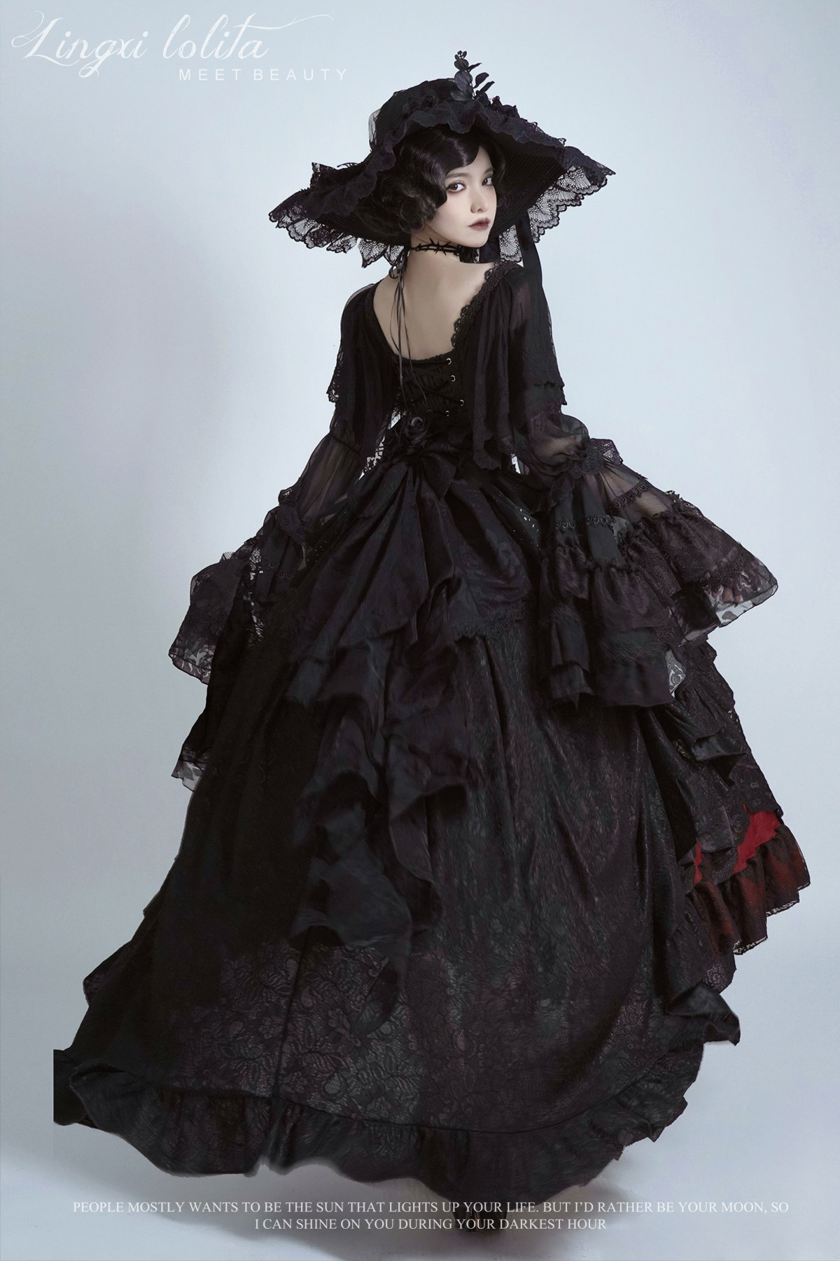 【LX】现货梦魇莉莉丝哥特暗黑重工刺绣红黑华丽 lolita裙_虎窝淘