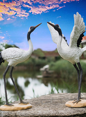 户外仿真仙鹤摆件模型水池造景