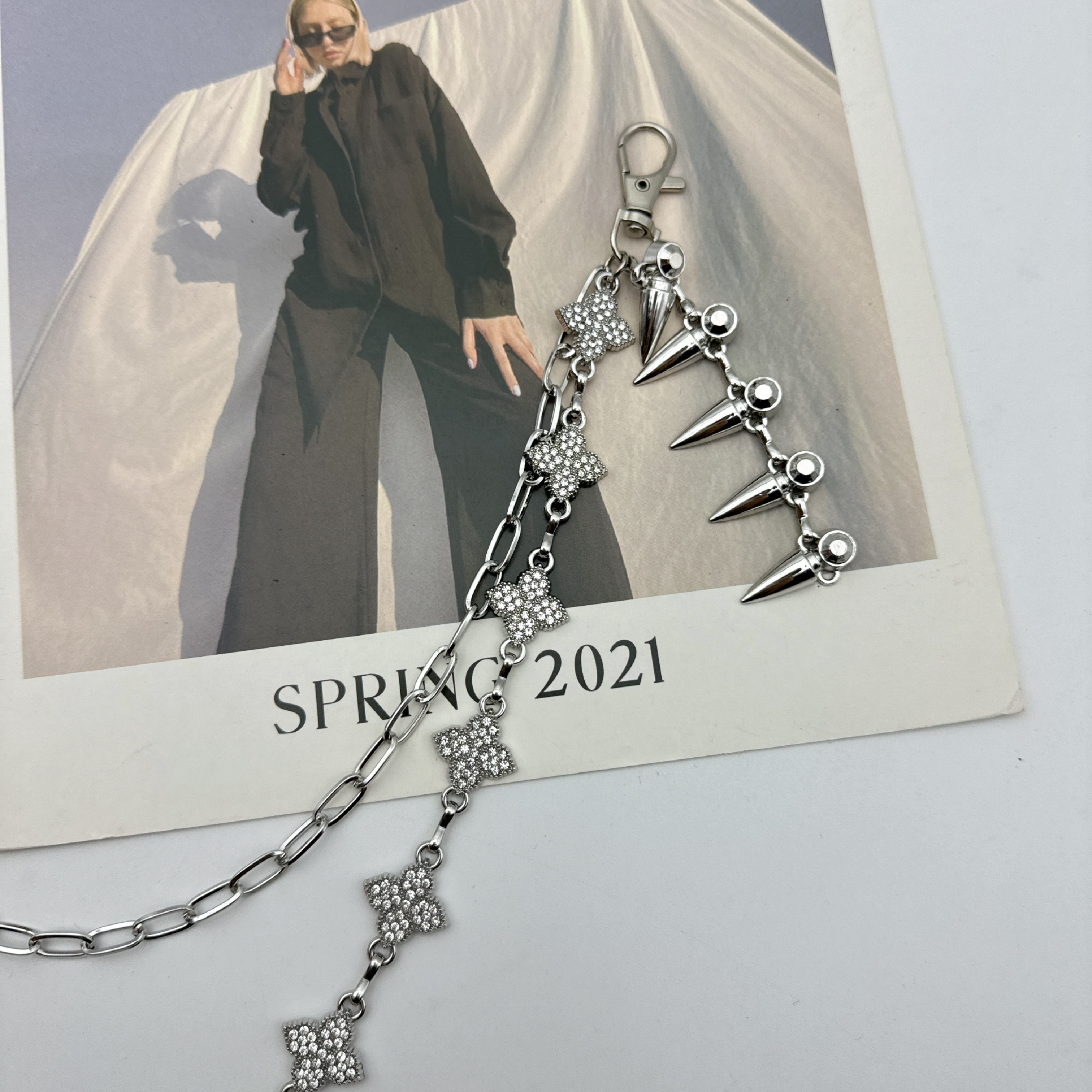 原创美式高级感cleanfit双层金属腰链配饰牛仔西裤四叶草链条挂饰,淘宝优惠券,粉丝福利购,淘宝优惠卷