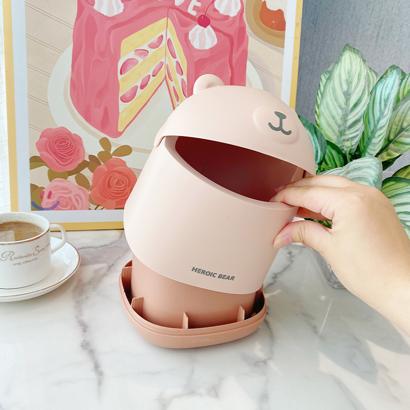 桌面垃圾桶带盖高颜值可爱小号书桌桌上宿舍床边迷你废纸篓卫生桶 - 图3