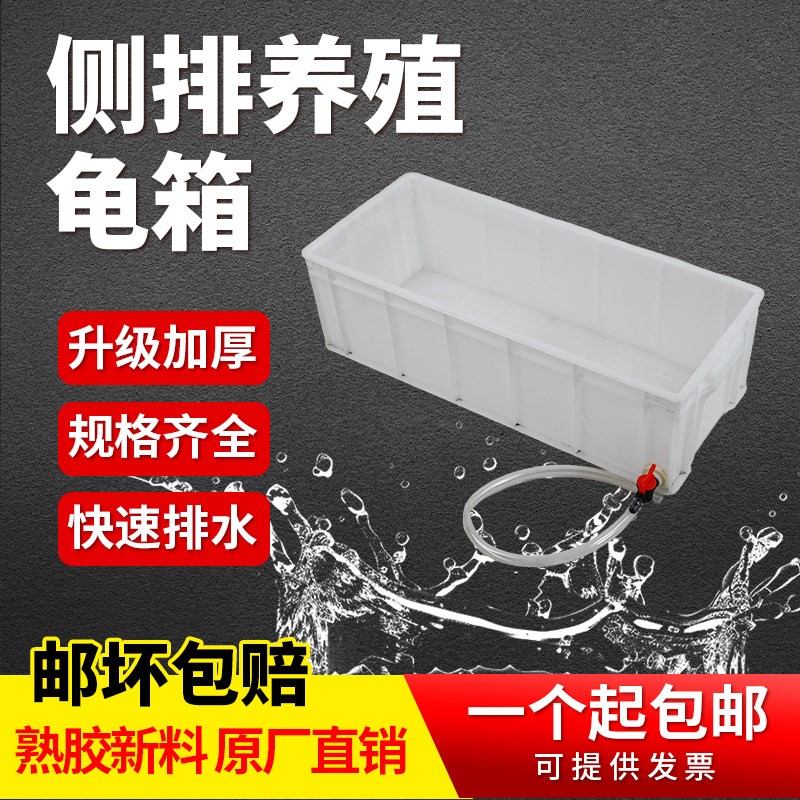 窄版龟缸带排水龟箱加厚乌龟缸家用水族箱长方形养殖箱塑料周转箱,淘宝优惠券,粉丝福利购,淘宝优惠卷