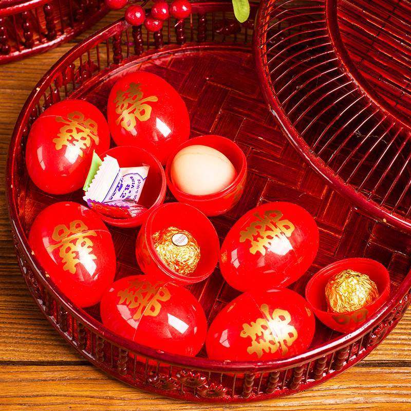 塑料红蛋壳宝宝满月抓周红鸡蛋包装壳喜蛋贴回礼装早生贵子干果糖,淘宝优惠券,粉丝福利购,淘宝优惠卷