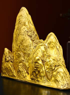 黄铜中式金山摆件招财进宝工艺品