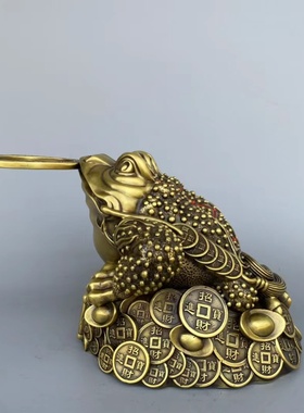 铜招财金蝉客厅茶台茶宠装饰品