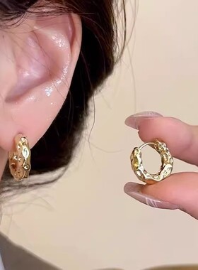 港风复古金属圈圈耳环秋冬高级感组合套装耳圈女轻奢法式气质耳饰