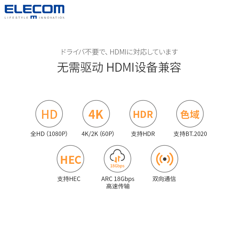 ELECOM HDMI高清线4K2.0电视机顶盒信号延长线显示器加长数据线-图1