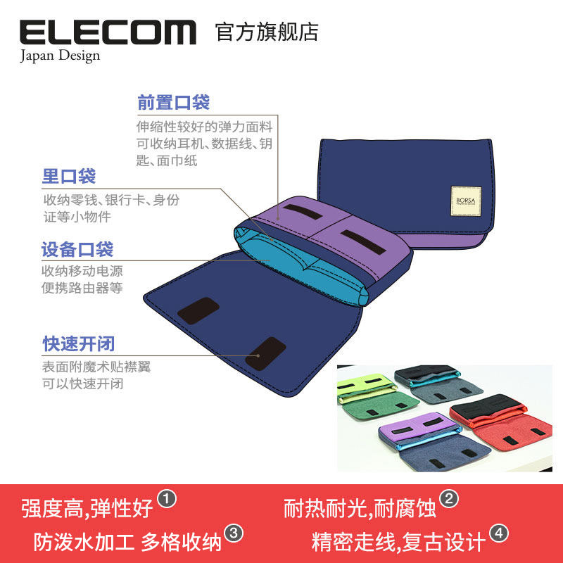 ELECOM数码收纳包充电宝硬盘手机苹果数据线收纳袋耳机保护套便携 - 图1