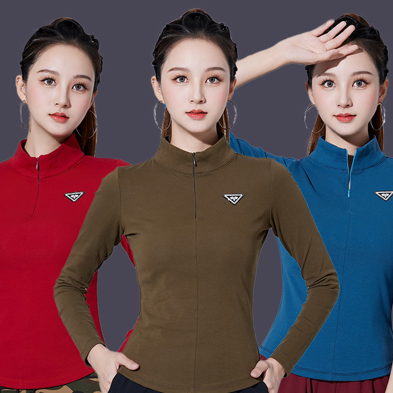 广场舞服装秋冬新款半拉链立领长袖上衣女舞蹈团体活动修身打底衫,淘宝优惠券,粉丝福利购,淘宝优惠卷