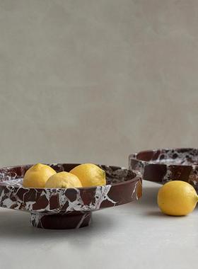 托盘天然大理石侘寂风洞石果盘