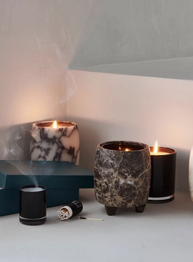 大理石香薰烛台轻奢风首饰收纳盒