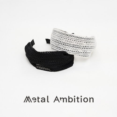 Metal Ambition韩版时尚蕾丝镂空发箍女宽边高级感气质头箍 - 图1