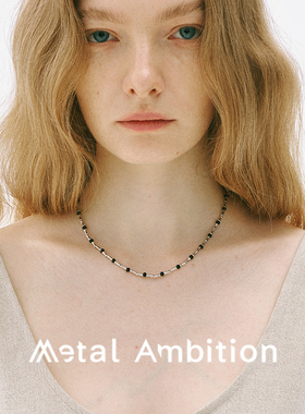 纯银黑玛瑙串珠女高级感项链