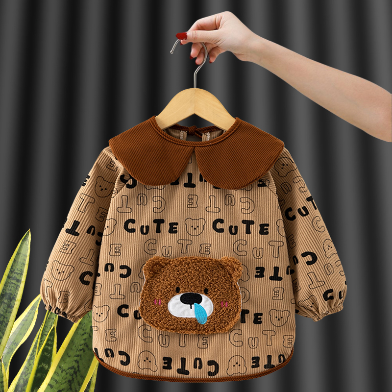 Baby smock, children's reverse dressing autumn and winter waterproof apron