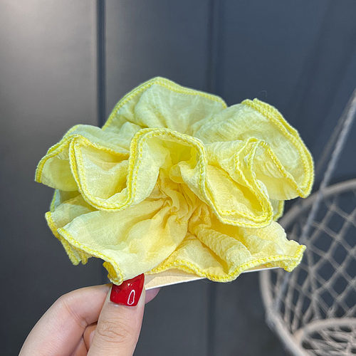 春夏大号花边褶皱大肠圈扎头发饰儿童甜美糖果色头花女孩皮筋发绳 - 图0