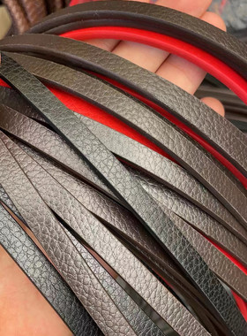 真皮手绳男女手表皮带简约磁扣黑色红皮手环可穿3d硬金黄金8*3mm