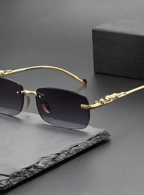 欧美嘻哈风金丝无框小框太阳墨镜