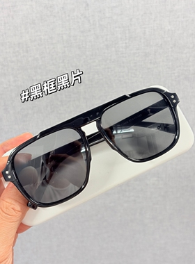 黑框黄色显瘦大脸网红太阳镜