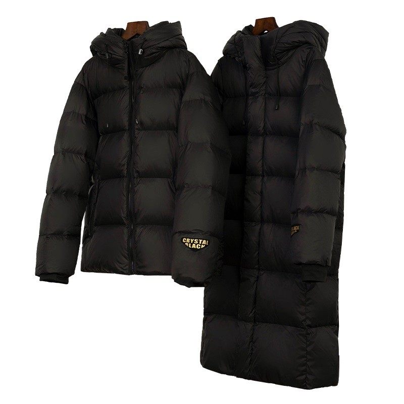 黑金高端羽绒服长款连帽情侣男女2025秋冬新款加厚短款外套潮,淘宝优惠券,粉丝福利购,淘宝优惠卷