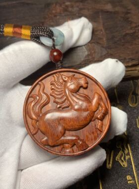 印度小叶紫檀生肖钥匙扣木质吊坠