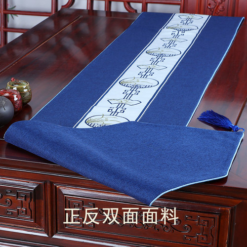 桌旗新中式茶几旗禅意防水茶席茶台布长条茶旗茶桌垫布电视柜盖布 - 图1