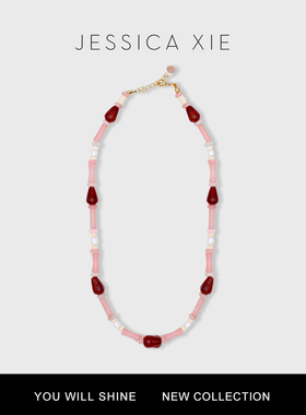 时髦浆果色串珠红玛瑙项链