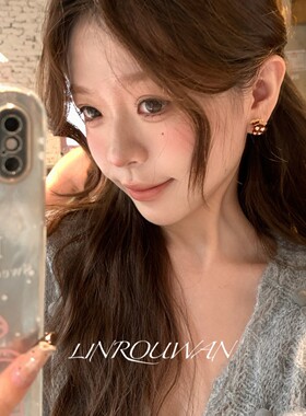 红色福袋钱袋耳钉女秋冬新年耳环轻奢感气质耳饰百搭通勤耳饰包邮