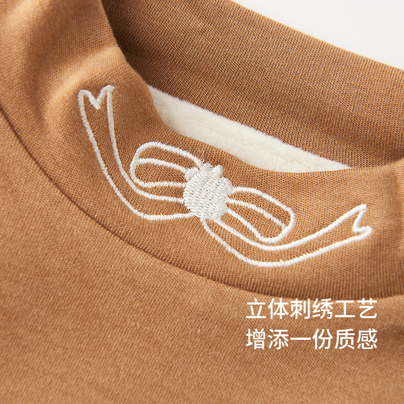 童泰女宝宝打底衫冬季女童加绒高领上衣女孩长袖衣服休闲外出童装 - 图2