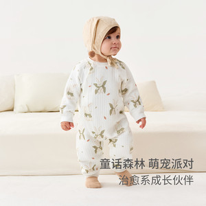 童泰婴儿连体衣秋冬季纯棉保暖新生儿衣服男女宝宝哈衣爬服睡衣