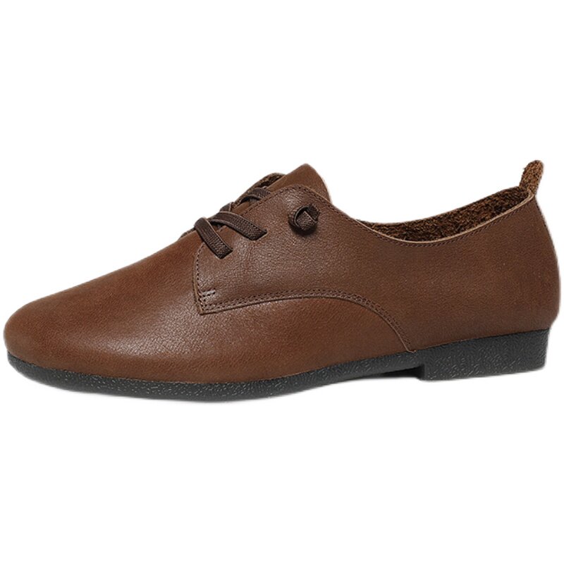 原创复古文艺真皮奶奶鞋女平底单鞋春秋百搭森女系鞋子圆头系带鞋,淘宝优惠券,粉丝福利购,淘宝优惠卷