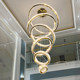 Large crystal chandelier in the living room of the villa duplex