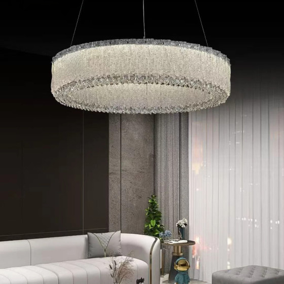 Glazed glass lampshade + first-class crystal with pendant