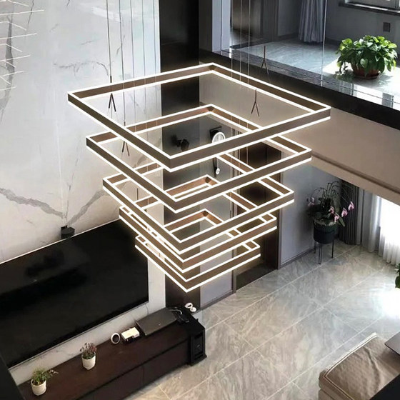 Large chandelier for duplex floor, hollow living room lamp