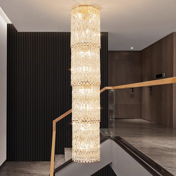 Mi Guang Huijia villa high ceiling living room large chandelier staircase