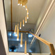 Solid wood duplex staircase long chandelier mid-century style loft lamp