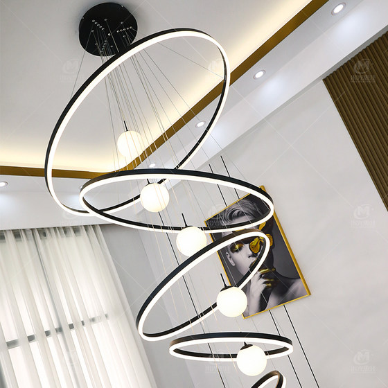 2024 new style loft loft living room large chandelier