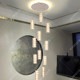 High ceiling loft duplex stairwell crystal chandelier