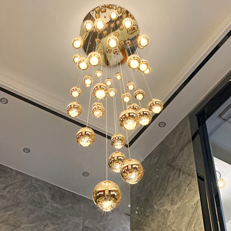 别墅复式轻奢简约太空铝圆球旋转楼梯长吊灯Loft公寓挑高客厅吊灯,淘宝优惠券,粉丝福利购,淘宝优惠卷