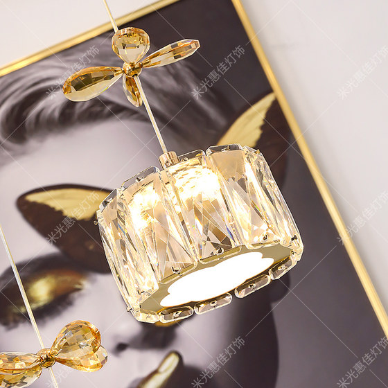 Villa hollow living room large chandelier duplex building modern light luxury high ceiling small loft apartment staircase hollow crystal lamp