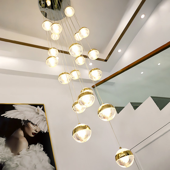 Light luxury, simple and creative ball staircase chandelier