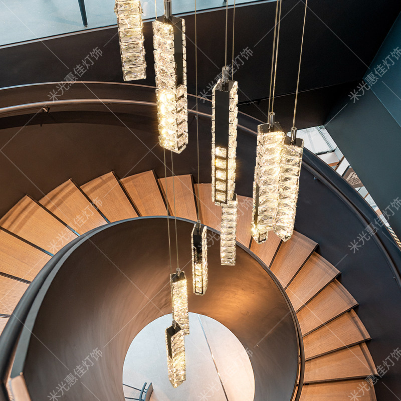 水晶楼梯挑空吊灯轻奢别墅复式楼大吊灯高级感loft公寓旋转长线灯,淘宝优惠券,粉丝福利购,淘宝优惠卷