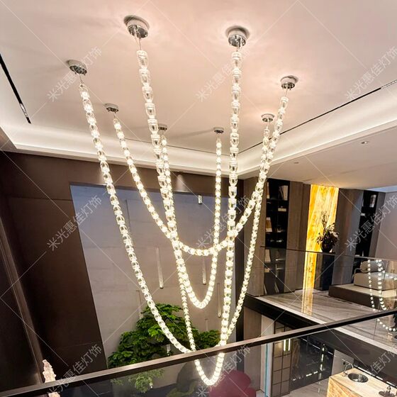 Duplex floor ceiling large chandelier designer crystal lamp