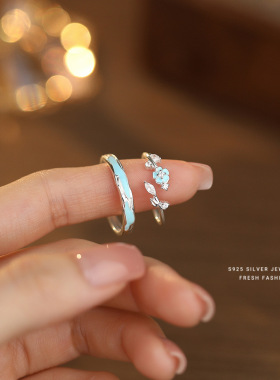 心动桃花S925纯银夜光滴胶情侣戒指小众设计感时尚情人节礼物爆款