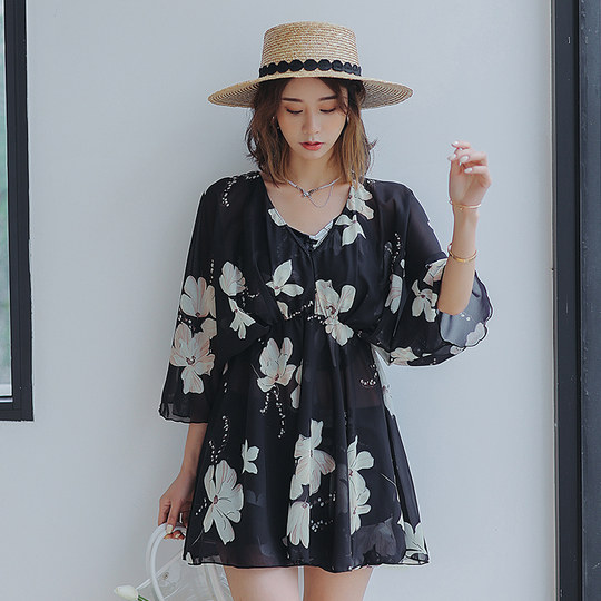 大码泳衣遮肉胖mm三件套女士2025新款爆款遮肚子分体带罩衫泡温泉