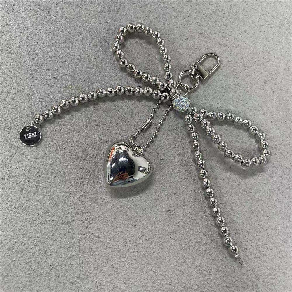 韩国ins银色蝴蝶结银爱心吊坠吊饰钥匙挂饰耳机包挂件小众设计diy,淘宝优惠券,粉丝福利购,淘宝优惠卷