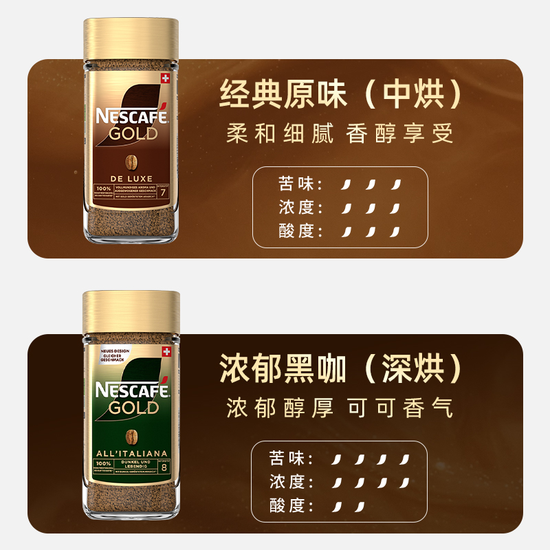 Nestle雀巢瑞士进口金牌速溶咖啡美式无蔗糖提神黑咖啡粉罐装200g