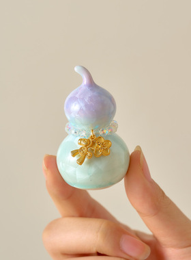 寺庙同款结晶釉渐变小葫芦陶瓷摆
