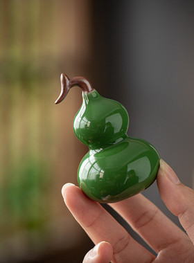 福禄七彩陶瓷小葫芦招财茶宠摆件