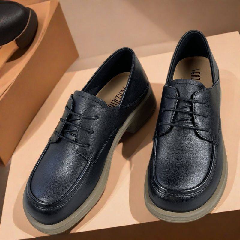 专柜正品头层羊皮乐福鞋女牛皮厚底舒适皮鞋女英伦风真皮深口单鞋,淘宝优惠券,粉丝福利购,淘宝优惠卷