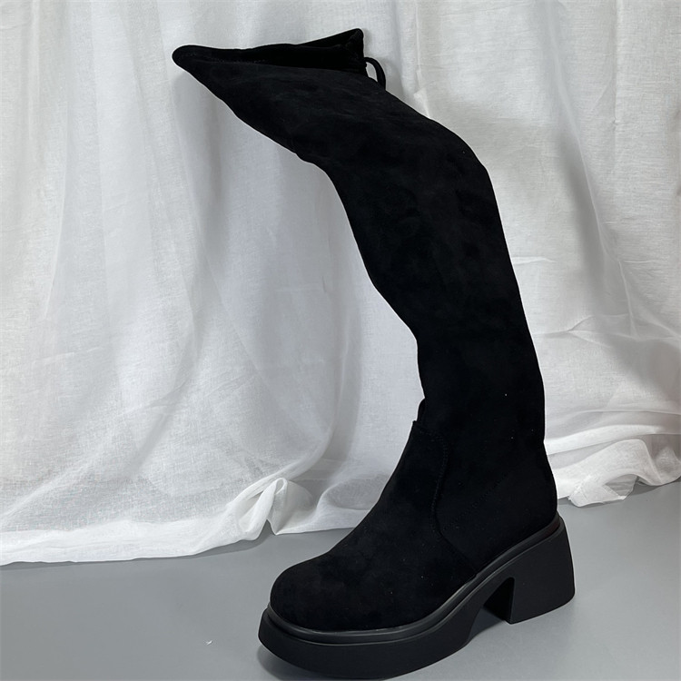 厚底过膝长靴女真皮高筒靴2025秋冬款高跟圆头粗跟显瘦弹力瘦瘦靴,淘宝优惠券,粉丝福利购,淘宝优惠卷
