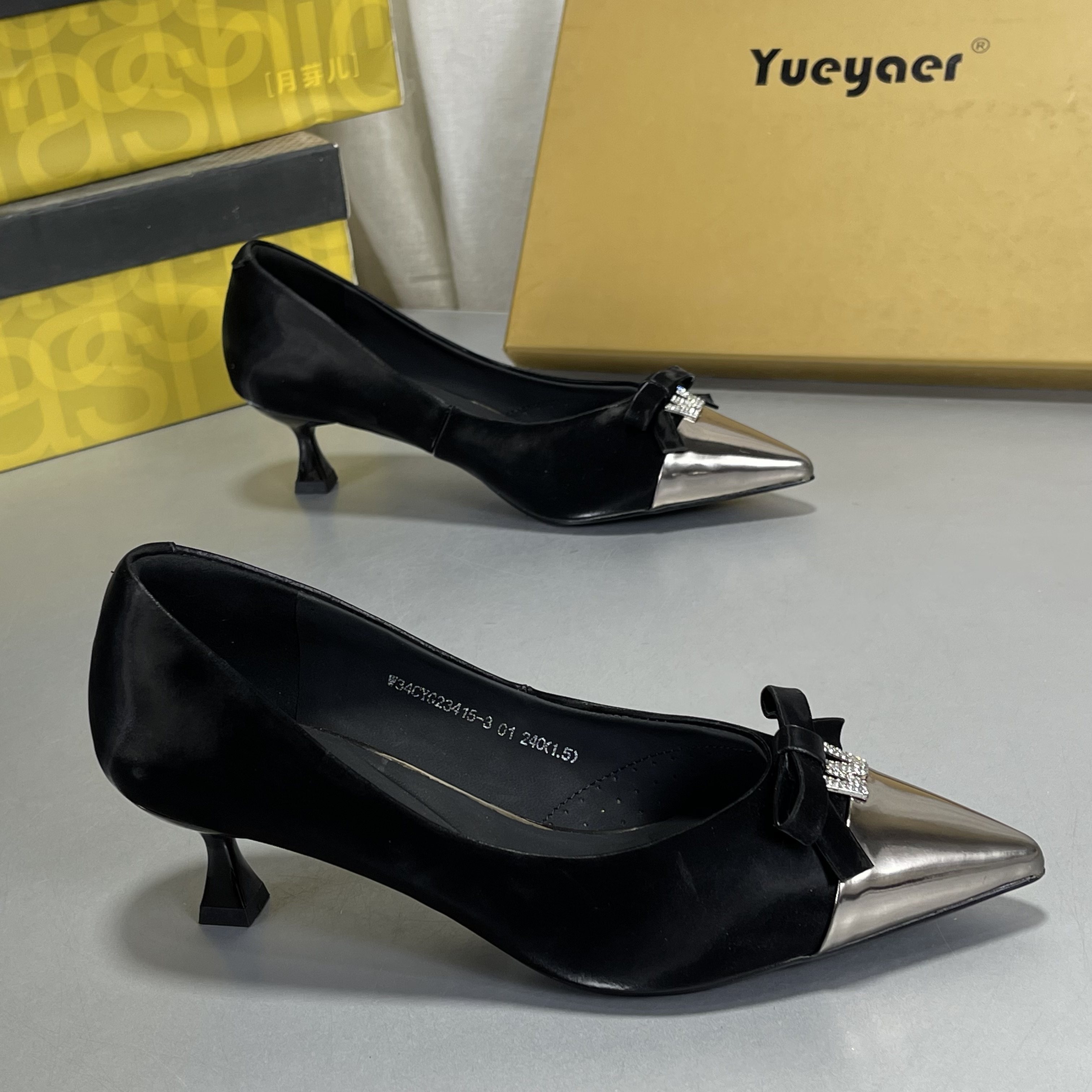 月芽儿蝴蝶结浅口单鞋牛皮法式细跟不累脚2026新款真皮通勤工作鞋,淘宝优惠券,粉丝福利购,淘宝优惠卷